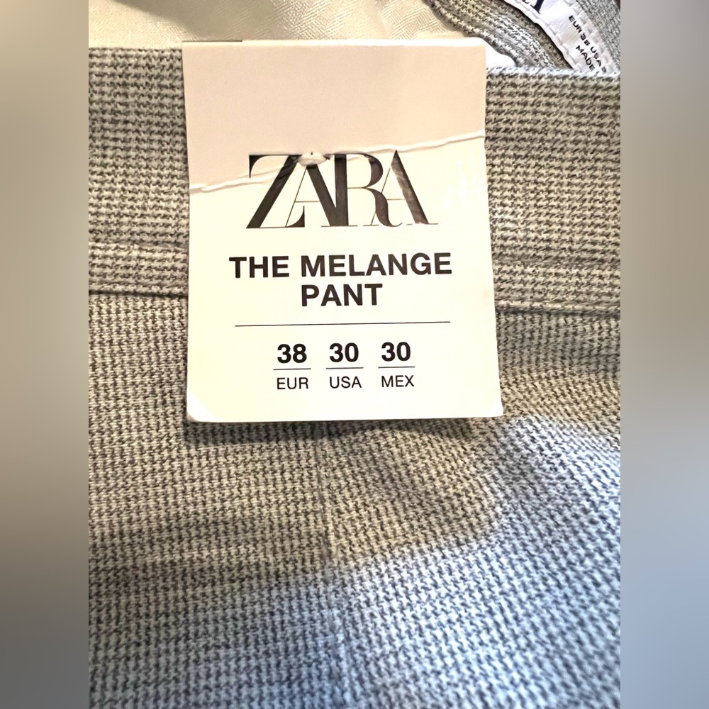 NWT Zara Textured Comfort Melange Slim Bi-Stretch Pants Light Gray Sz 38 - US6